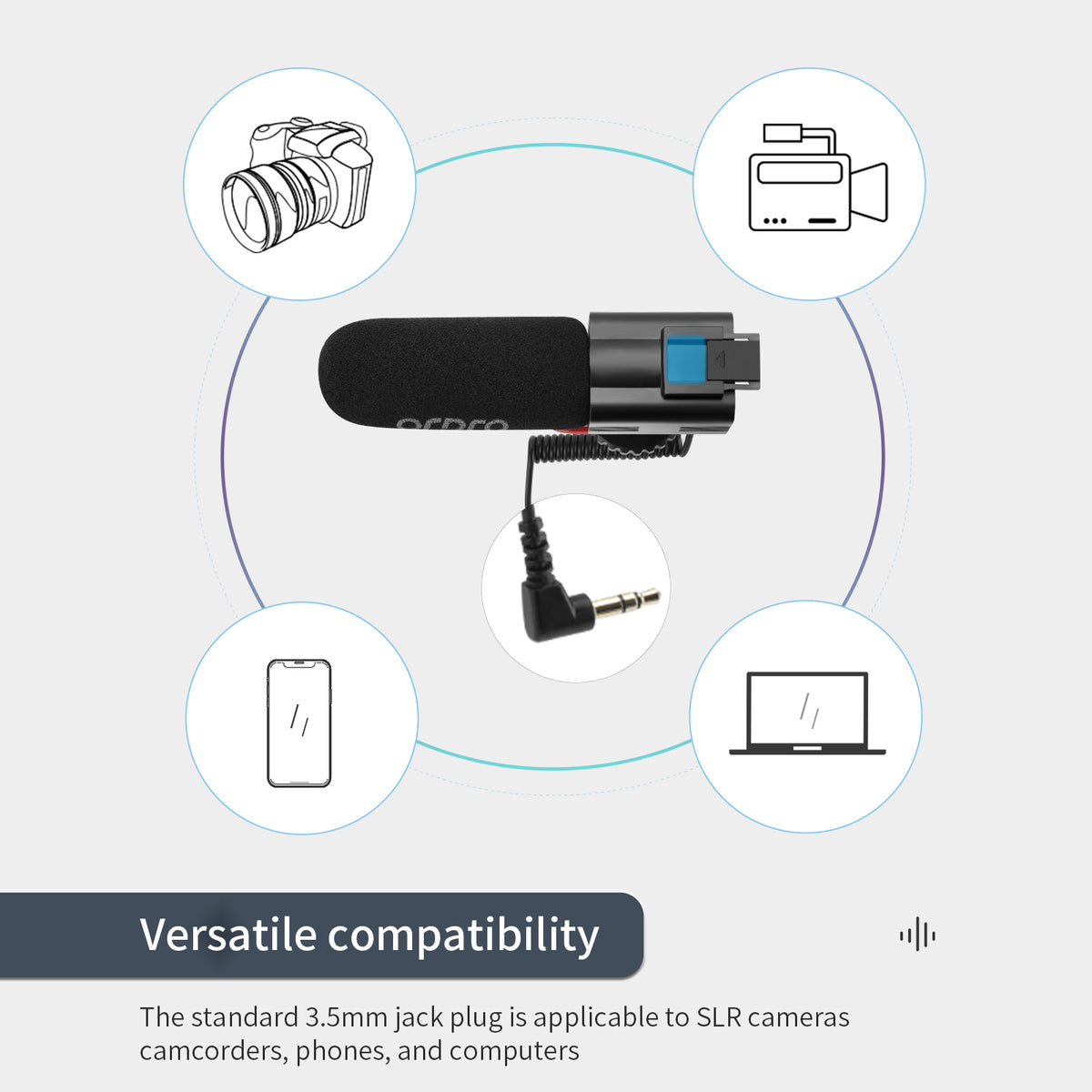ORDRO CM550 On-Camera Camcorder Microphone for Vlogging YouTube Live Streaming Video Camera Black