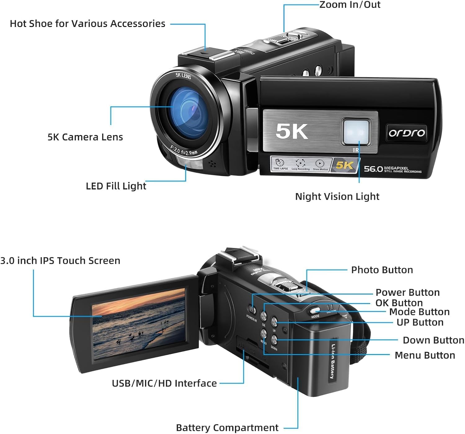 wifi remote contronl camcorder