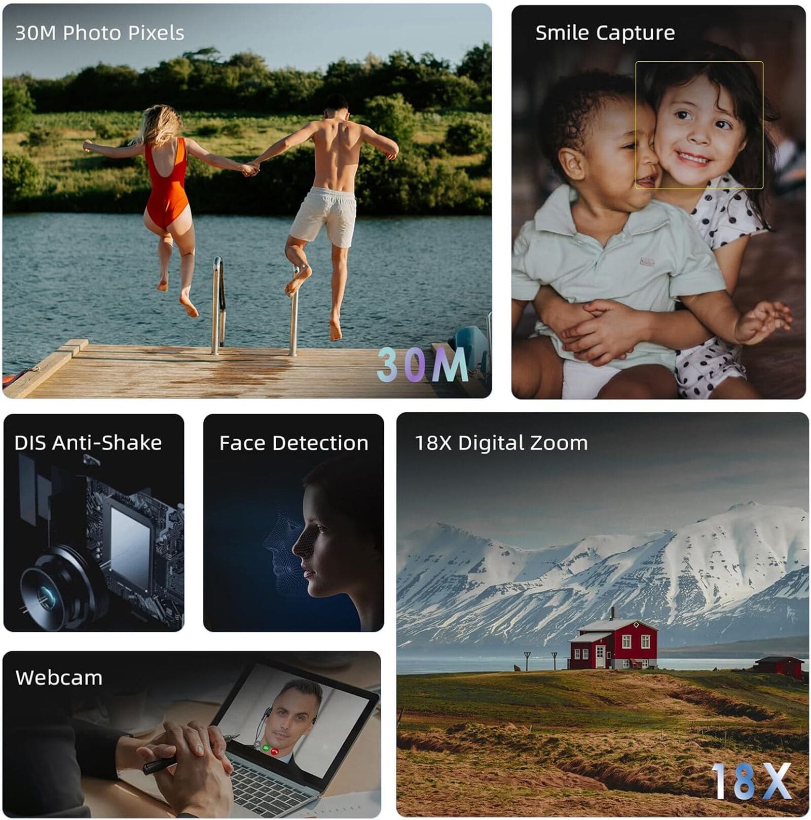 ORDRO Video Camera for Youtube Camcorder 18X Digital Zoom 30MP Vlogging Digital Camera Night Vision