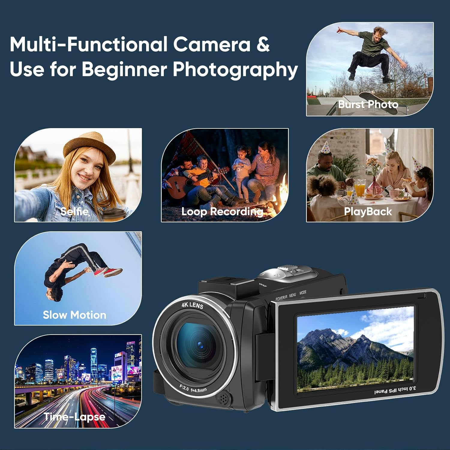 ORDRO 4K Video Camera Digital Camcorder 64MP Vlogging Camera for YouTube with Telescope