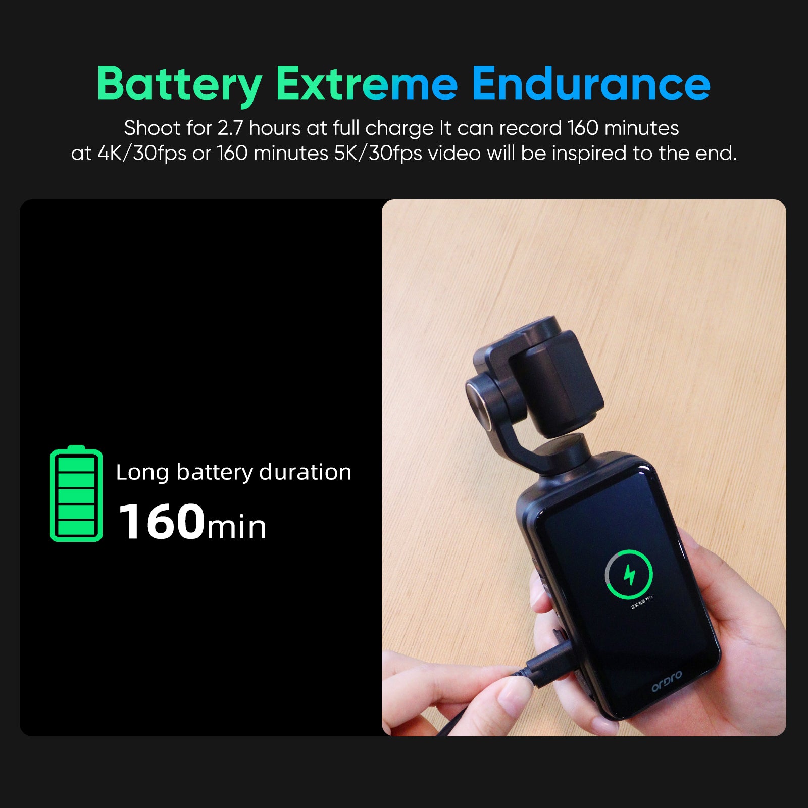 ORDRO M5 Handheld Camera 5K Camcorder 3-Axis Stabilisation IR Night Vision Wifi Vlogging Camera