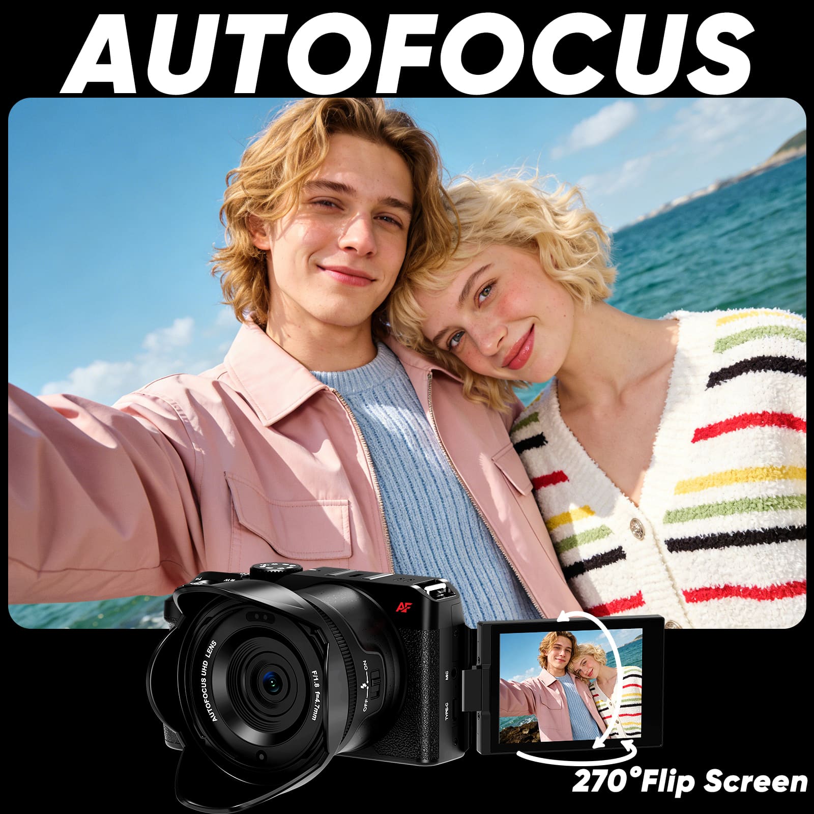 ORDRO Digital Camera 4K 60FPS Vlog Cameras 18X Digital Zoom Compact Camera for Photography Youtube