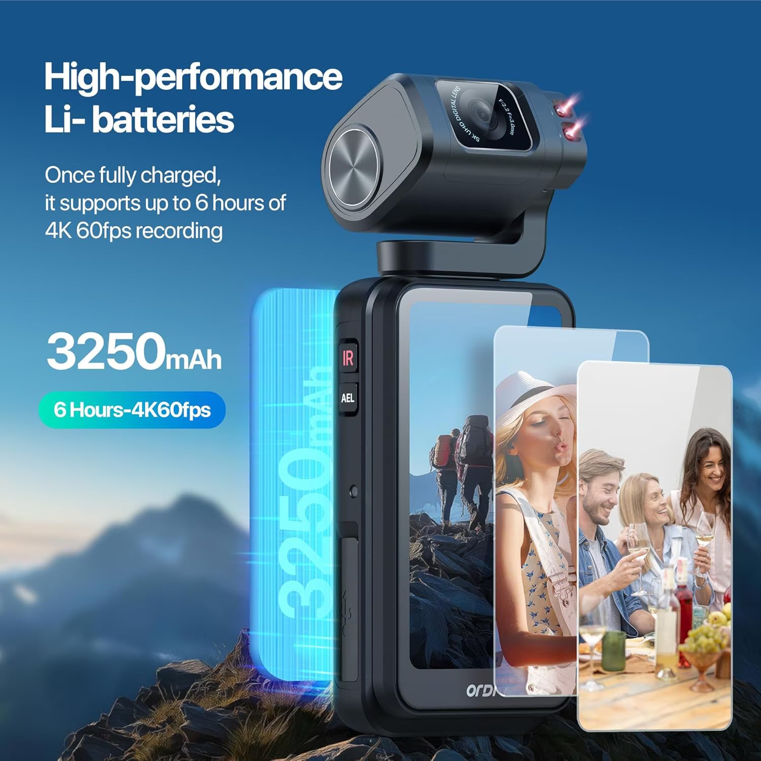 ORDRO M3 Camcorder 5K 30FPS Video Cameras 48MP Photo 3.5” Rotatable Screen Vlog Camera