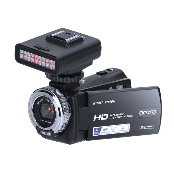 ORDRO HDV-V12 ビデオ カメラ ビデオカメラ デジタル Youtube Vlogging カメラ レコーダー IR ナイト ビジョン  ライト付き |ビデオカメラの手を使って、人生の風景を記録する