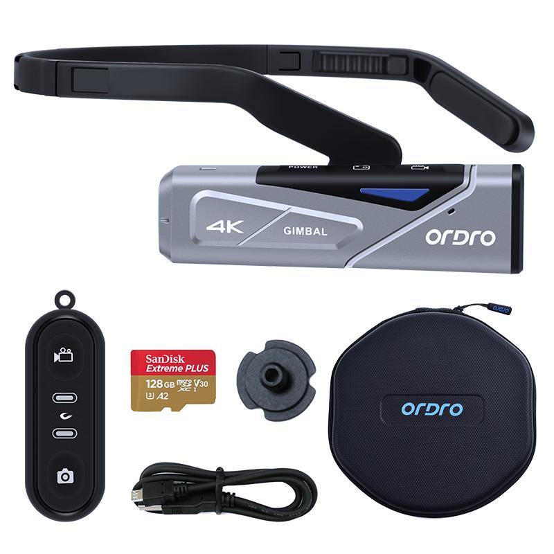 ORDRO EP7 Head-Wearable Mini Video Camera FPV Vlog 4K Camcorder (128G/256G Micro SD card) - Ordro