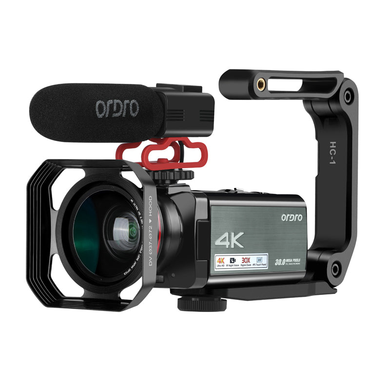 Video Camera 4K Camcorder 30X Digital Zoom Camera AX10 for YouTube IR Night Vision with Portable Handheld Stabilizer Remote