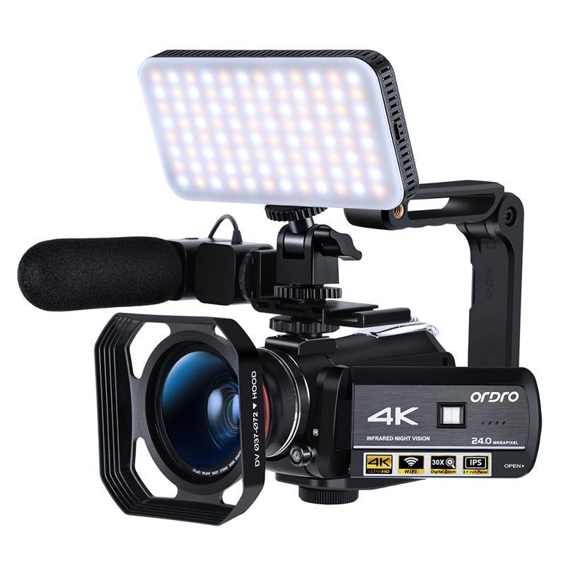ORDRO 4K WiFi Digital Video Camera AC3 Ultra HD 60FPS Infrared Camcorder With 30X Digital Zoom & IR Remote Controlled - Ordro