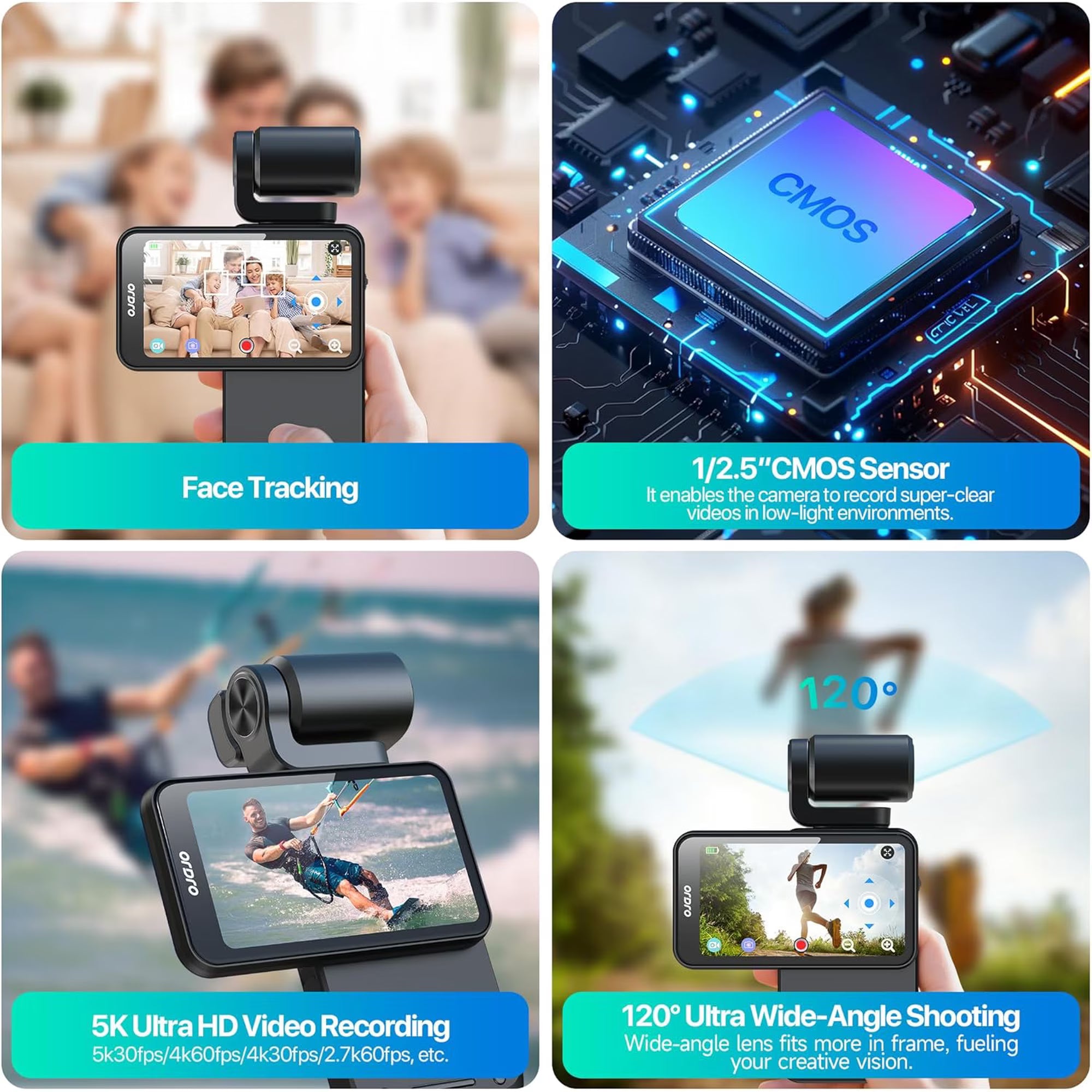 ORDRO M3 Camcorder 5K 30FPS Video Cameras 48MP Photo 3.5” Rotatable Screen Vlog Camera