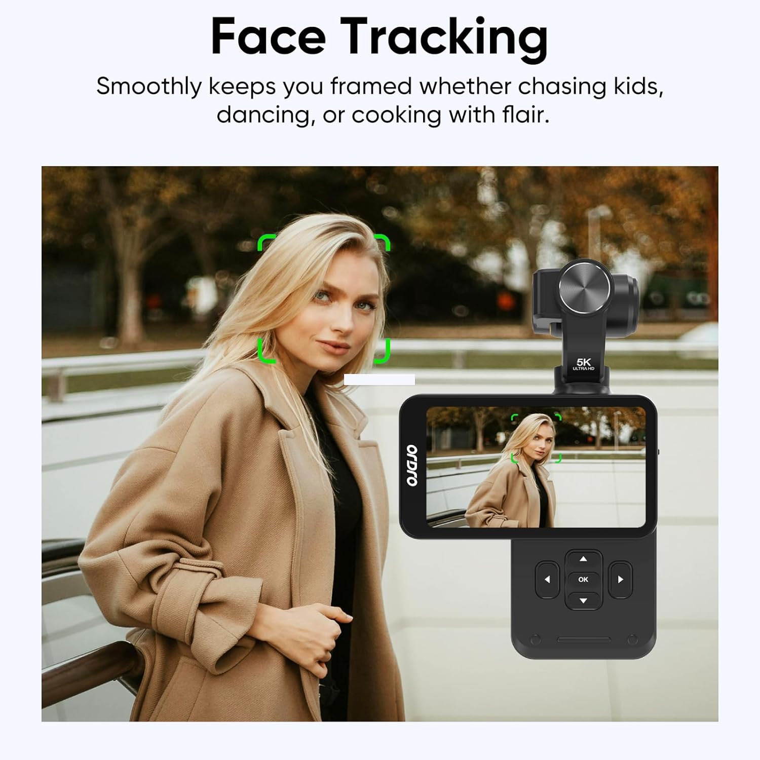 ORDRO M5 Vlogging Camera 5K Pocket Video Camera 3-Axis Stabilization Action Camera 3.5''Screen