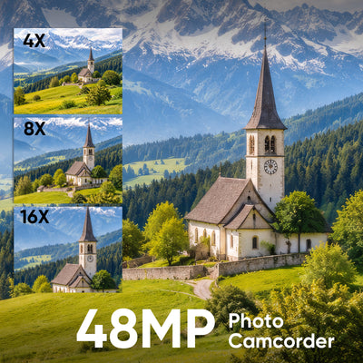 ORDRO Video Camera Digital Camcorder 48MP 16X Zoom Vlogging Camera for YouTube with 16G Card