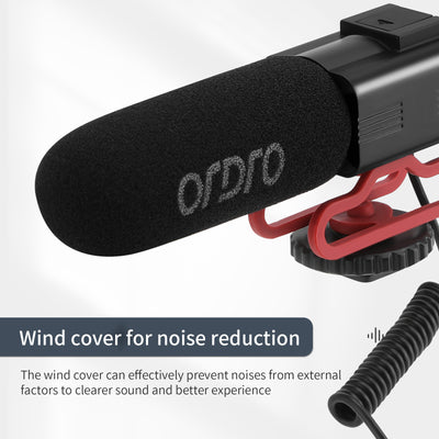 ORDRO CM550 On-Camera Camcorder Microphone for Vlogging YouTube Live Streaming Video Camera Black