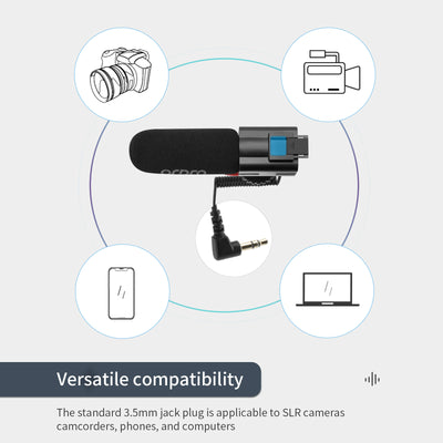 ORDRO CM550 On-Camera Camcorder Microphone for Vlogging YouTube Live Streaming Video Camera Black