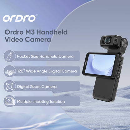ORDRO M3 Camcorder 5K 30FPS Video Cameras 48MP Photo 3.5” Rotatable Screen Vlog Camera
