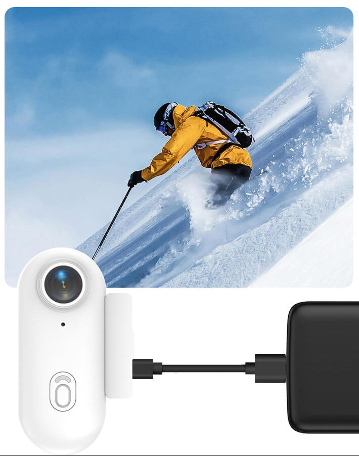 H88 Pro mini action camera supports recording while charging with power bank and offers 2 hours of battery life