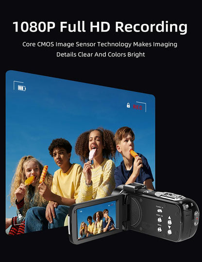 ORDRO B320 Video Camera Camcorder Full HD 1080P 30FPS 30MP 3.0 Inch 270 Degree Rotation LCD 18X Digital Zoom Recorder