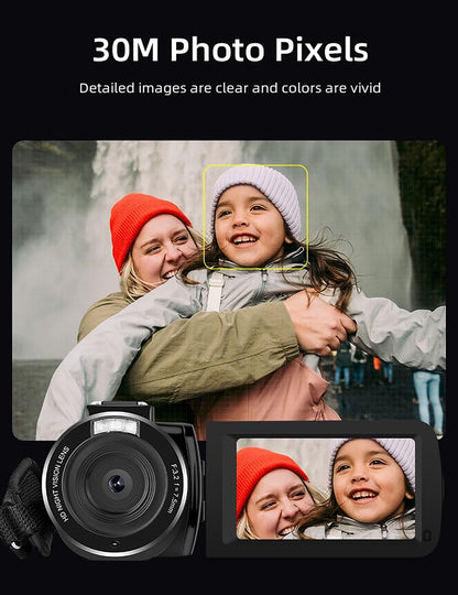 ORDRO B320 Video Camera Camcorder Full HD 1080P 30FPS 30MP 3.0 Inch 270 Degree Rotation LCD 18X Digital Zoom Recorder