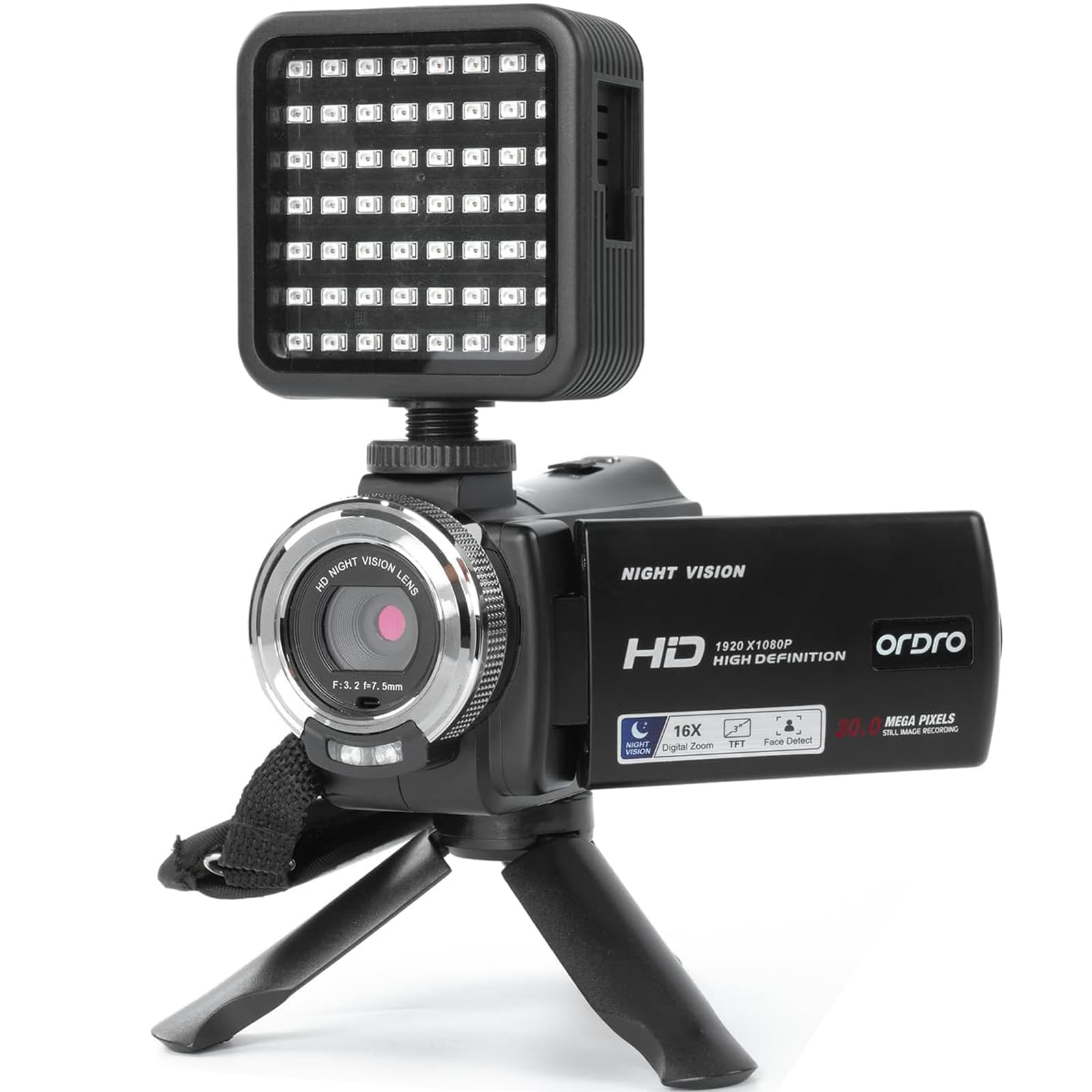 ORDRO HDV-V12 Video Camera Camcorder 16X Digital Zoom Night Vision Recorder 3.0 Inch Rotation LCD