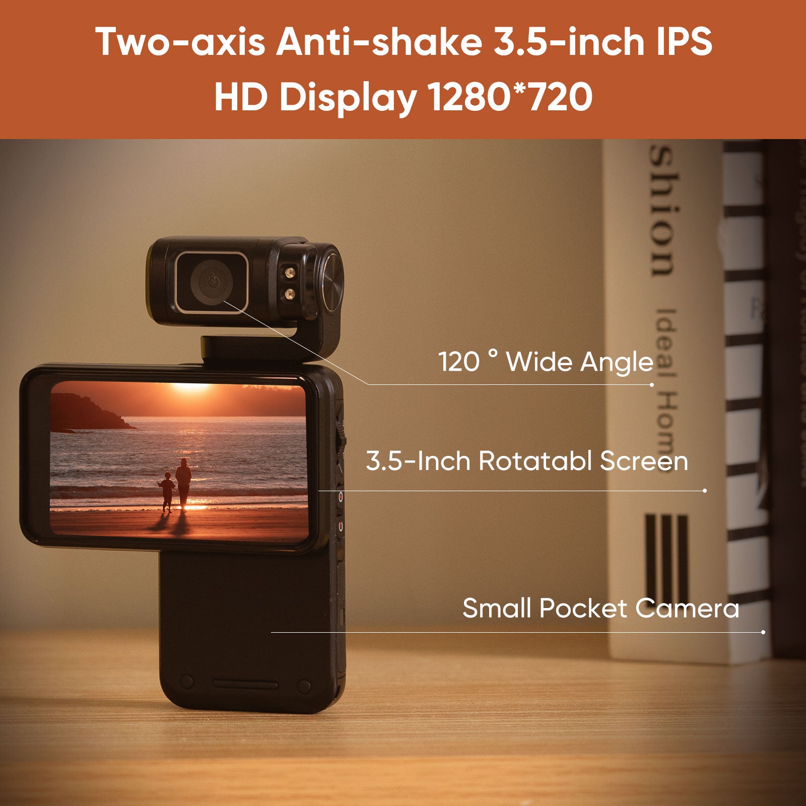 ORDRO M3 5K Video Camera Camcorder WiFi IR Night Vision Handheld Camera 3.5'' Flippable Screen