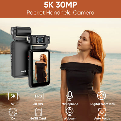 ORDRO M3 5K Video Camera Camcorder WiFi IR Night Vision Handheld Camera 3.5'' Flippable Screen