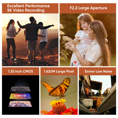 ORDRO M3 5K Video Camera Camcorder WiFi IR Night Vision Handheld Camera 3.5'' Flippable Screen