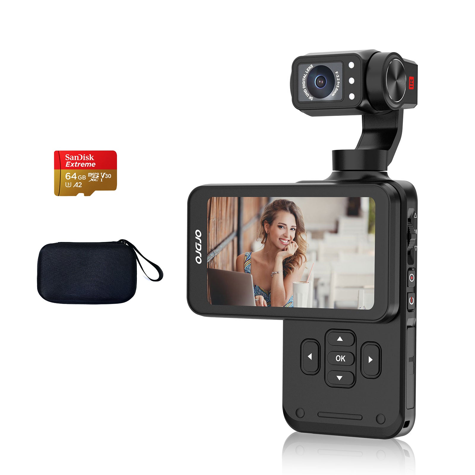 Ordro M5 5K Handheld Pocket Video Camera Vlogging Camcorder (Black)