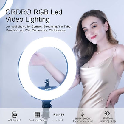 Professional RGB Ring Light 16 inch with Tripod for Phone Live