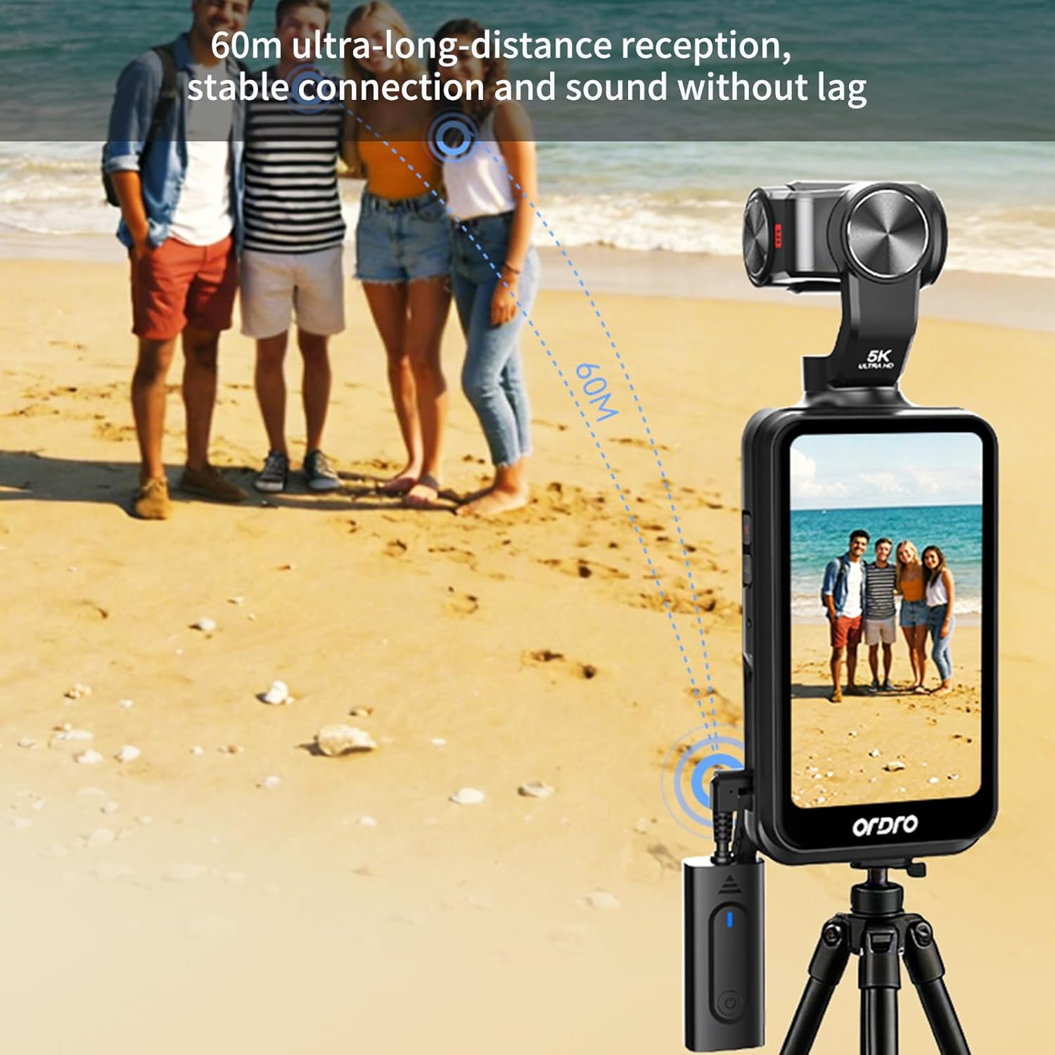 ORDRO M5 Vlogging Camera 5K Pocket Video Camera 3-Axis Stabilization Action Camera 3.5''Screen