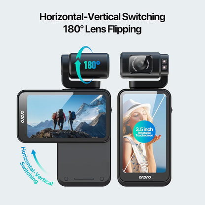 ORDRO M3 Camcorder 5K 30FPS Video Cameras 48MP Photo 3.5” Rotatable Screen Vlog Camera