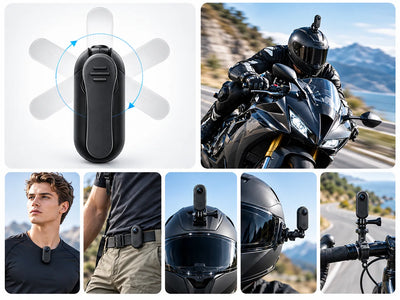 ORDRO H88 Pro wearable action camera with magnetic chest mount, belt clip, helmet mounts, and bicycle handlebar mounting options