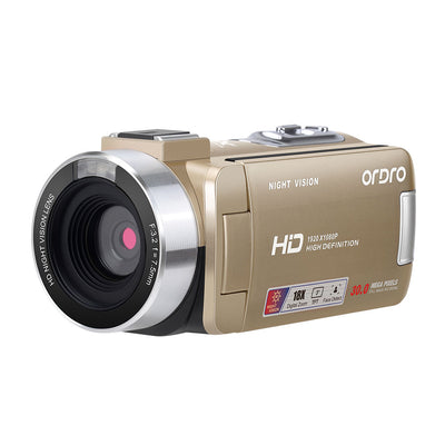 B320 1080P HD Camcorder with 18X Zoom, Night Vision – Black & Gold
