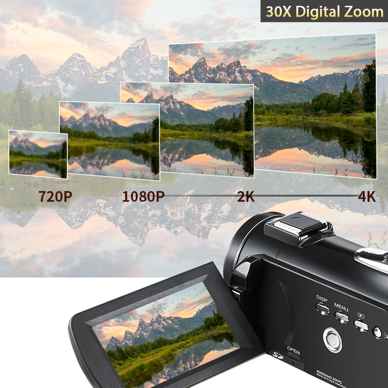 Caméra Vidéo ORDRO 4K 28MP, 60 Fps, Zoom 30x, écran Tactile 3 Pouces - Idéale Vidéo Et Photo - Batterie Longue Durée