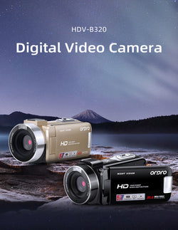 ORDRO B320  Full HD 1080P 30FPS Video Camera Recorder, 30MP 18X Digital Zoom Camcorder, YouTube Vlogging Camera Infrared Night Vision, 3.0 Inch Flip Screen, 2 Batteries, Remote Control