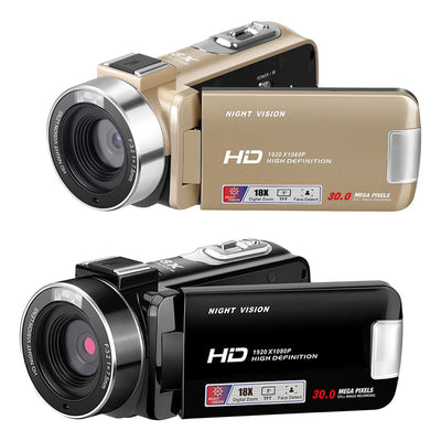 B320 1080P HD Camcorder with 18X Zoom, Night Vision – Black & Gold