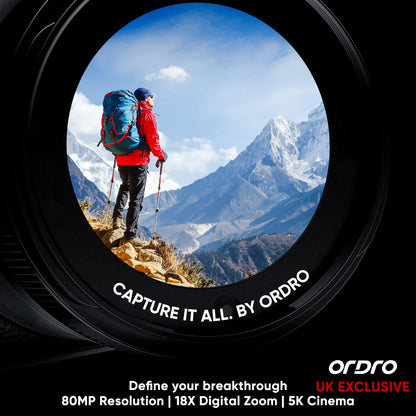 ORDRO Digital Camera 4K 60FPS Vlog Cameras 18X Digital Zoom Compact Camera for Photography Youtube