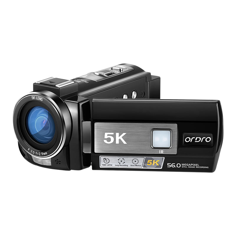 ORDRO AE20 5K Digital Zoom Video Camera, Vlogging and YouTube Camcorder, Touch Screen, IR Night Vision, Anti-Shake, Webcam (Black)
