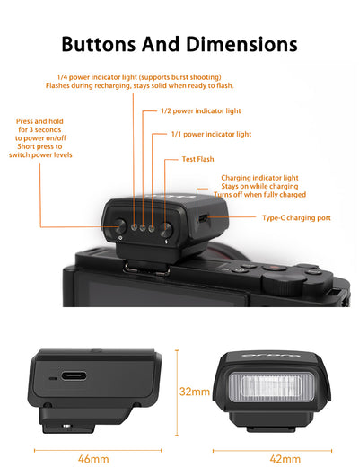 ORDRO High Quality Xenon Lamp Flash Light Speedlight FL-10