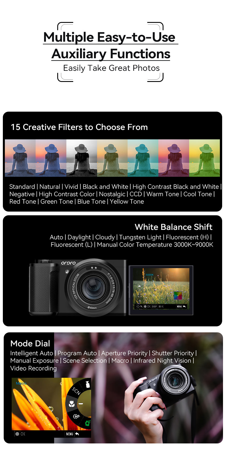 ORDRO New Design G730 5K Vlog digital Camera Kit