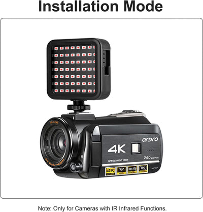 Ordro LN-5 Night Vision Light for Camera Infrared Night Light with 56 IR Lamp Beads (850nm)