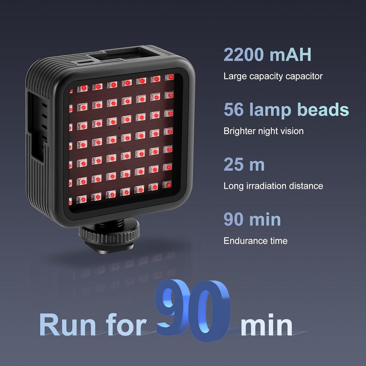 Ordro LN-5 Night Vision Light for Camera Infrared Night Light with 56 IR Lamp Beads (850nm)