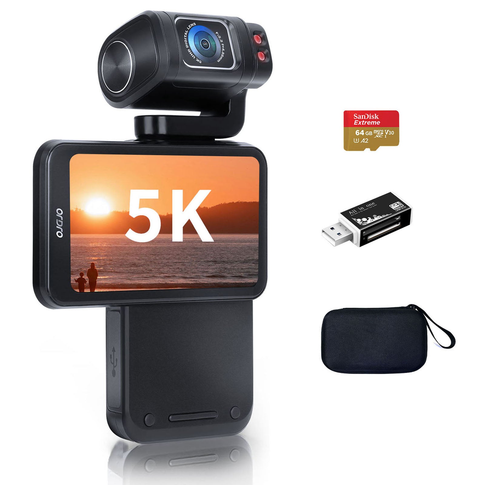 ORDRO M3 5K Video Camera Camcorder WiFi IR Night Vision Handheld Camera 3.5'' Flippable Screen