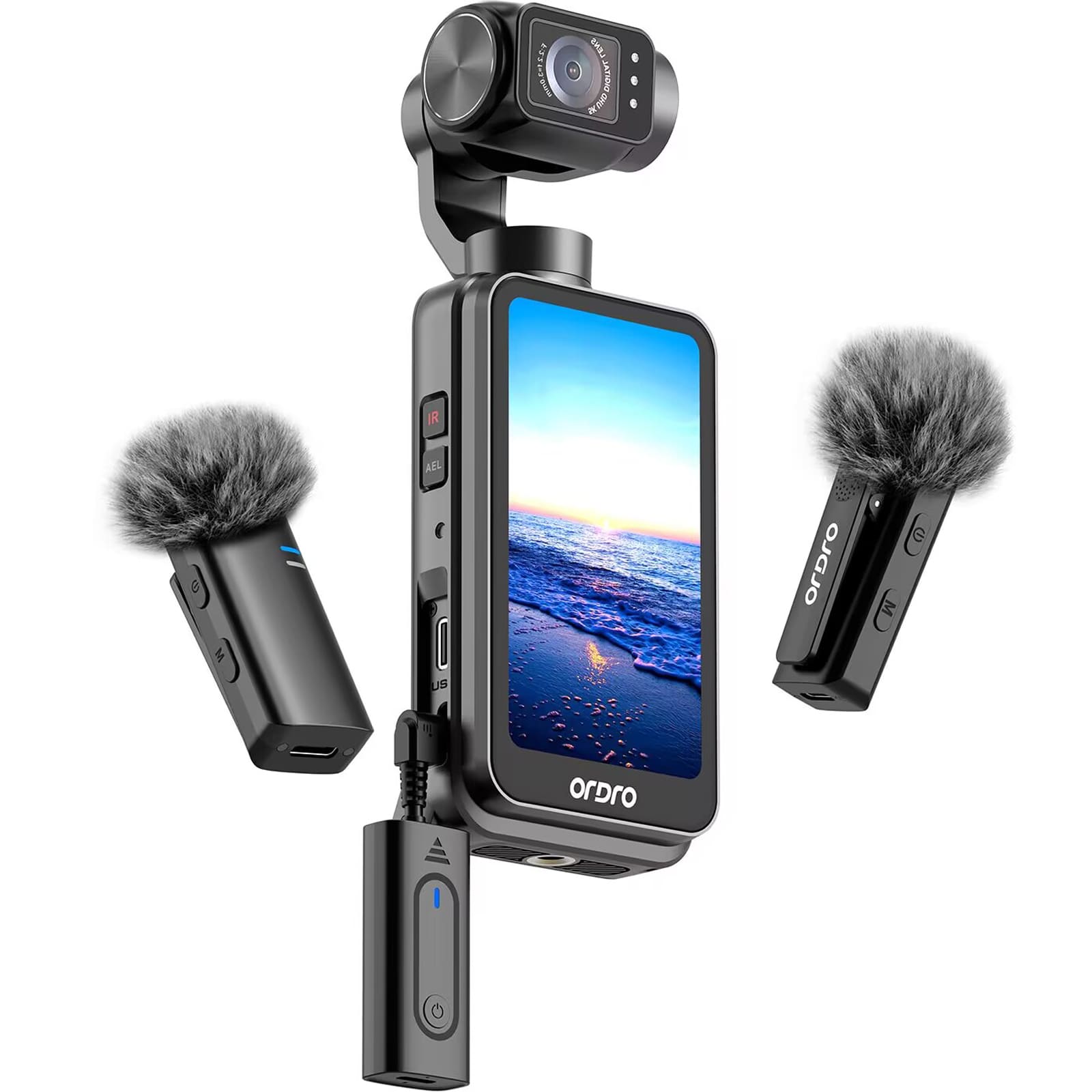 ORDRO M5 Vlogging Camera Combo 5K Pocket Handheld Camera 3-Axis Stabilization Action Camera 3.5''Touch Screen Cam for Travel Vlog and YouTube Live Streaming