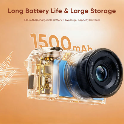 ORDRO 5K 72MP Digital Camera for Photography 16X Optical Zoom Vlogging Camera Autofocus Compact Travel Camera