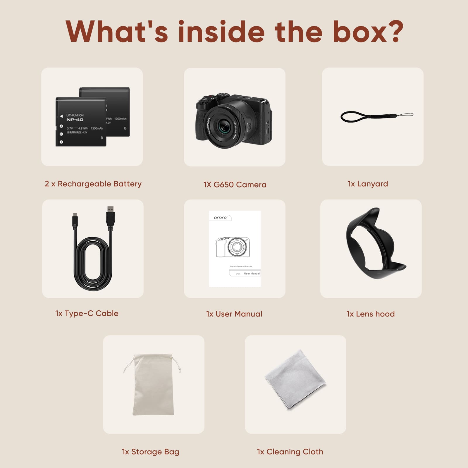 ORDRO 5K 72MP Digital Camera for Photography 16X Optical Zoom Vlogging Camera Autofocus Compact Travel Camera