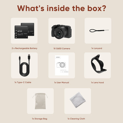 ORDRO 5K 72MP Digital Camera for Photography 16X Optical Zoom Vlogging Camera Autofocus Compact Travel Camera