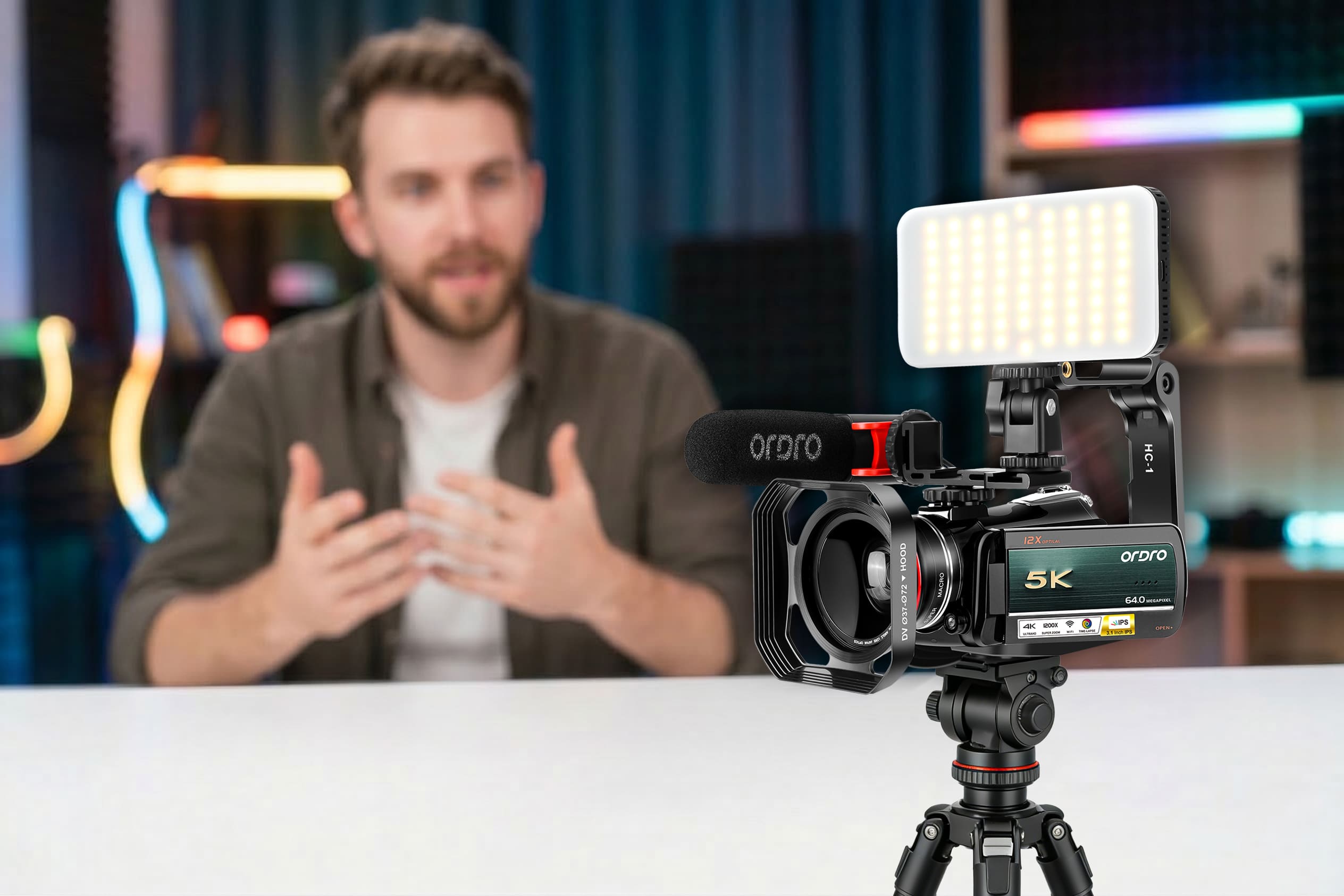 ORDRO Professional 4K Camcorder With 12X Optical Zoom for Youtube