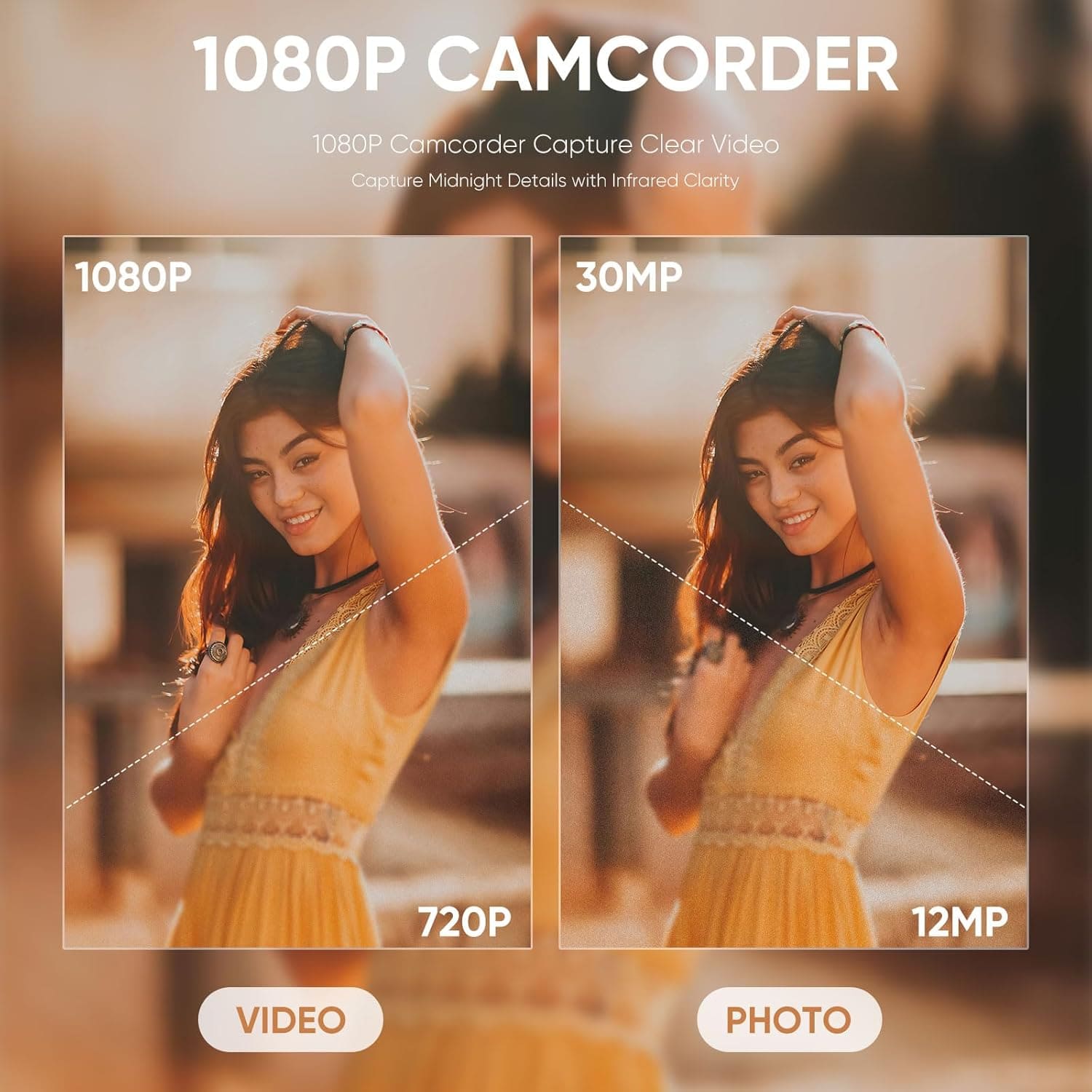 ORDRO Camcorders HDV-V12 1080P Video Camera Infrared Night Vision 3.0 Screen 16X Vlogg Camera