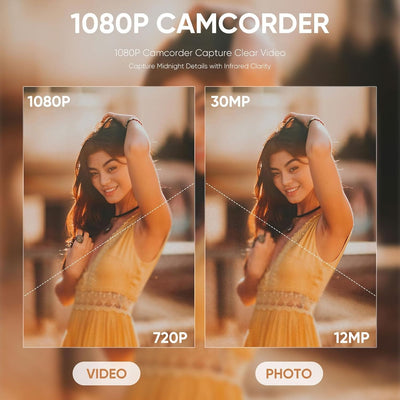 ORDRO Camcorders HDV-V12 1080P Video Camera Infrared Night Vision 3.0 Screen 16X Vlogg Camera