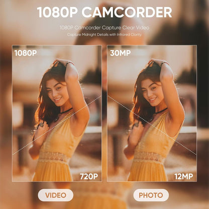 ORDRO Camcorders HDV-V12 1080P Video Camera Infrared Night Vision 3.0 Screen 16X Vlogg Camera