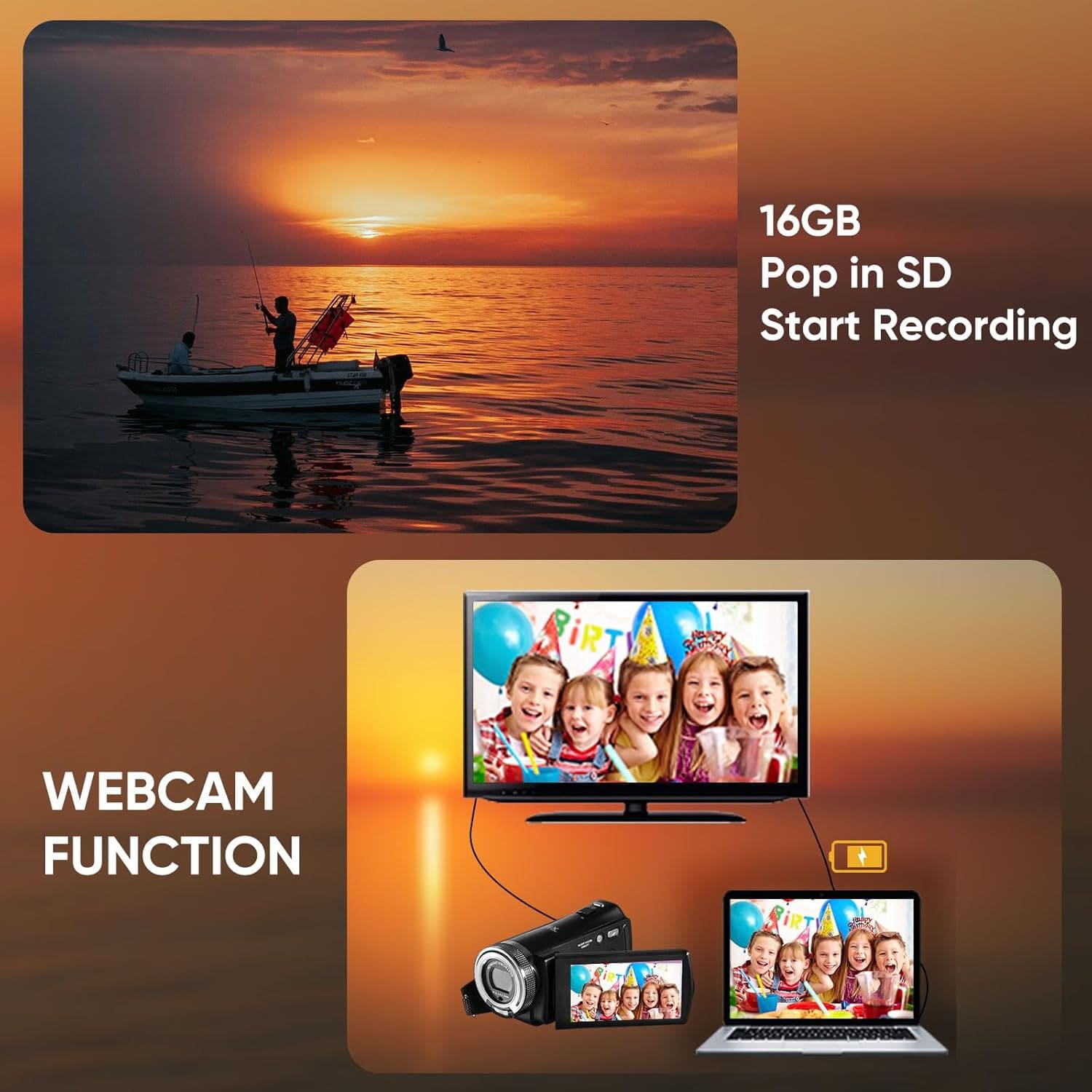 ORDRO Camcorders HDV-V12 1080P Video Camera Infrared Night Vision 3.0 Screen 16X Vlogg Camera