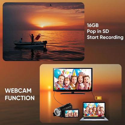 ORDRO Camcorders HDV-V12 1080P Video Camera Infrared Night Vision 3.0 Screen 16X Vlogg Camera